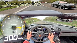 9000RPM Porsche Spyder RS meets AUDI RS7 on UNLIMITED AUTOBAHN [upl. by Toblat869]