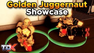 TDX Golden Juggernaut Showcase Stats  Gameplay  Tower Defense X Roblox [upl. by Junette]