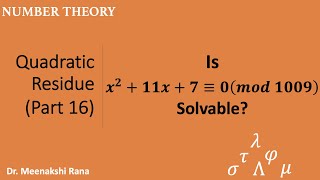 Quadratic Residue Part 15  Example  Quadratic Congruence Solvable or not [upl. by Endora]