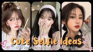 40 Korean Selfie Ideas  cute selfie poses for girls  Aesthetic [upl. by Luapnoj]