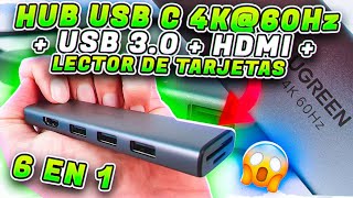 6 EN 1💥HUB USB C 4K60Hz  USB 30 LECTOR DE TARJETASHDMI💥REVIEW EN ESPAÑOL [upl. by Tniassuot]