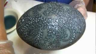 How to Etch Emu Eggs to create Pysanky or Batik style Etched Etching Eggshell [upl. by Zizaludba897]