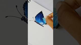 Butterfly Painting with Leaf 🌿😍  Painting hacks  art painting shorts [upl. by Mackey137]