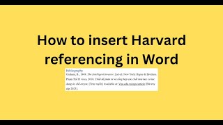 How to insert Harvard referencing in Word [upl. by Heiney]