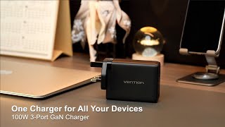 Vention 3Port USB CCA GaN Charger 100W65W30W UKPlug Black FELB0UK [upl. by Yeliac703]