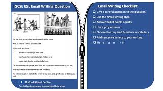 IGCSE ESL Email Writing Checklist [upl. by Atiuqrahc167]