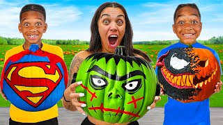 3 MARKER HALLOWEEN PAINTING PUMPKINS CHALLENGE  The Prince Family Clubhouse [upl. by Ettelrac]