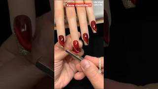 💅 Karva Chauth Day 7 Bold Crimson amp Gold Nails for Karva Chauth 🎨✨trendingshorts nails nailart [upl. by Aneer]