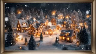 Christmas Village TV Art  Easiest Way To Decorate Your Living Room For Free 🎀🎄 [upl. by Hcnarb465]