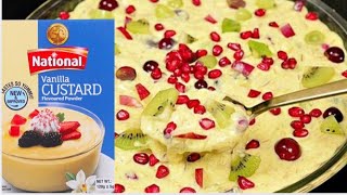 How to make Simple and Creamy Vanilla Fruit Custard Recipe  Easy Desserts  Kitchen with Halima [upl. by Nhguav]