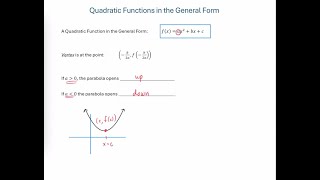 Quadratic Functions  General Form [upl. by Ermey157]