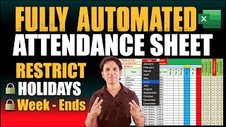 Automated Advanced Attendance Sheet With Holidays  Fully Automated Attendance Sheet English [upl. by Nelg]