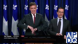 21 nov 2024  Point de presse du PLQ avec Tanguay et Beauchemin mise à jour économique [upl. by Deeas]