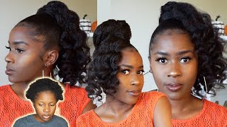 Heatless Curls High Sleek Ponytail Styles on Short 4C Natural Hair  4 StylesBetterLengthMona B [upl. by Aihn]