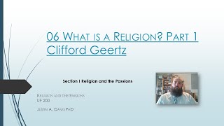 UF200 06 1 Section I What is a Religion I Geertz [upl. by Bronder145]