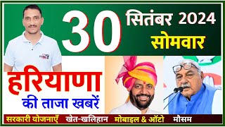 30 September 2024 Haryana News  हरियाणा की ताजा खबरें  Haryana Live News  CWB Hindi News [upl. by Kcirtapnaes]