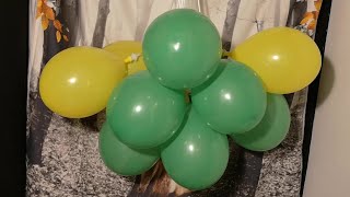 Simultaneous Pump to Pop Balloon Bouquet Cheap Colorful Balloons Green Yellow Deflate the Remaining [upl. by Hollinger749]