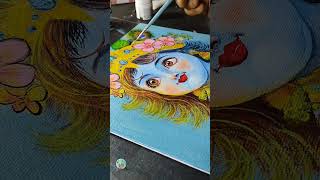 Canvas drawing 🥰  sree krishna painting  part3 [upl. by Leann]