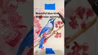 Aesthetic blue bird watercolor painting tutorial shorts viralvideo painting drawing art trend [upl. by Aiyram]