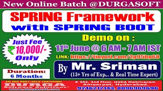 SPRING Framework with SPRING BOOT Online Training  DURGASOFT [upl. by Enyleuqcaj355]