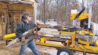 Using the New Power Feed for the First Time on the Frontier OS27 Sawmill [upl. by Manfred]