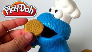 Play Doh Cookie Monster Letter Lunch Mold Cookies Sesame Street Playset playdough by lababymusica [upl. by Dannica]