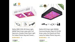 Niello CREE COB 1200W LED Grow Light vs 2000W [upl. by Amend]