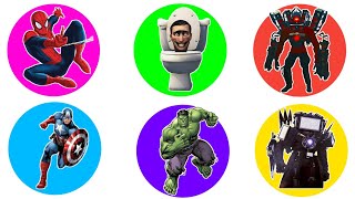 Superhero Marvel Spiderman Large Skibidi Toilet Titan Speaker man Captain America TvMan Upg 40 [upl. by Tootsie]