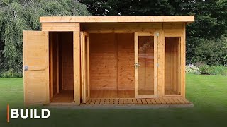 BUILD  12 x 8 Contemporary Summerhouse with Side Shed Installation [upl. by Katherina595]