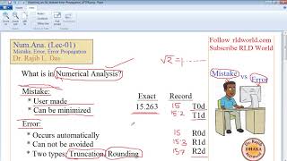 Numerical Analysis Lecture 01 Error [upl. by Notloc437]