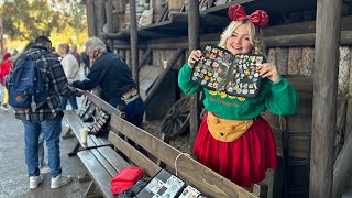 Disneyland Frontierland Pin Trading  Pin Boards  Hidden Mickey Pins [upl. by Brynne]