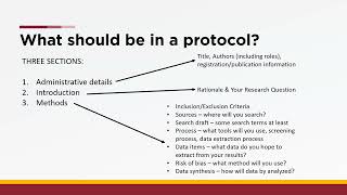 Conducting a Systematic Review Part II the protocol and the search [upl. by Noella]