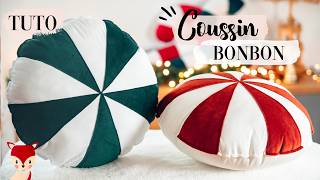 TUTO COUTURE NOËL  🎄LE COUSSIN BONBON 🍬 PATRON GRATUIT [upl. by Spearing]