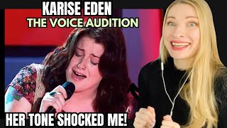 Vocal Coach Reacts KARISE EDEN Auditions with This Is A Mans World by James Brown on The Voice [upl. by Nerta]