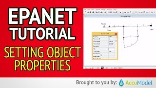 EPANET Tutorial 0205  Setting Object Properties  Hydraulic Modeling [upl. by Arretnahs]