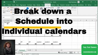 Break down a schedule to individual calendars in Excel [upl. by Leirvag]