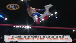 CMLL  OKUMURAESPANTO JRDARK MAGIC VS LEGENDARIOCAPITÁN SUICIDAVALIENTE JRARENA MÉXICO090824 [upl. by Carisa]