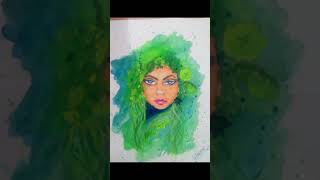 Greenery Portrait Painting🎨🖌️dearkolours7 💚🌿 [upl. by Julieta590]