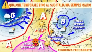 METEO NUOVA SETTIMANA AUMENTANO I TEMPORALI ANCHE AL CENTROSUD CON CALDO PROTAGONISTA SULLITALIA [upl. by Artened529]