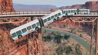 Collapsing Bridge Pileup Car Crashes 1  BeamNG Drive [upl. by Ecirad]