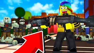 USING THE STRONGEST GUN AND DESTROYING ZOMBIES Roblox Zombie Killing Simulator [upl. by Filiano785]