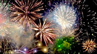 Fireworks Sound Effects and Stock Video 4K  Colorful Fireworks Exploding in Night Sky ROYALTY FREE [upl. by Tudor]