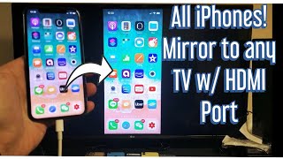 All iPhones How to Screen Mirror AirPlay to Any TV w HDMI Cable amp Digital AV Adapter [upl. by Airyt]