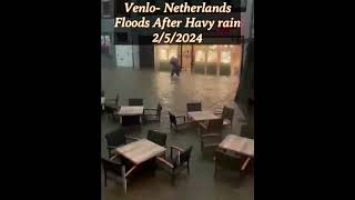 Heavy Rain caused floods in the streets of the southern city of Venlo Netherlands On 252024 [upl. by Aydidey172]