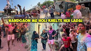 NANDGAON ME HOLI KHELTE HUI LADAI  TractorBus Me Lagai Aag 😱 [upl. by Assilaj980]