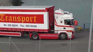 Irish lorries and others at Holyhead Ferry Terminal [upl. by Deering]