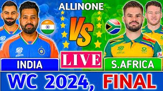 🔴Live India vs South Africa Final  World Cup 2024 Final Match Live [upl. by Ellynad]