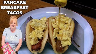 PANCAKE BREAKFAST TACOS Sweet and Savory Breakfast Idea [upl. by Sheng]