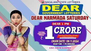 DEAR NARMADA SATURDAY WEEKLY DEAR 1 PM ONWARDS DRAW DATE 09112024 NAGALAND STATE WEEKLY LIVE DRAW [upl. by Nivrac]