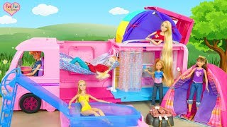 Barbie Dream Camper BarbiePuppe Wohnmobil Berkemah mobil untuk boneka [upl. by Odnalo]